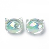 UV Plating Rainbow Iridescent Acrylic Beads OACR-H015-05D-3