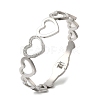 Titanium Steel Crystal Rhinestone Hollow Heart Hinged Bangles for Women BJEW-G719-19P-1