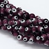 Handmade Evil Eye Lampwork Round Bead Strands LAMP-L055-6mm-04-1