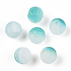 Frosted Baking Paint Crackle Glass Beads with Glitter Powder DGLA-T004-01G-1