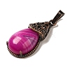 Natural Violet Banded Agate(Dyed & Heated) Pendants G-H065-01R-13-2