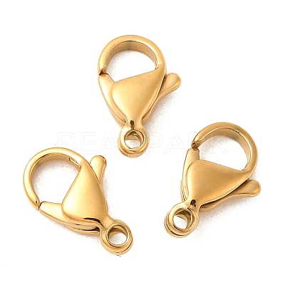 Ion Plating(IP) 304 Stainless Steel Lobster Claw Clasps X-STAS-AB12-G-01-1