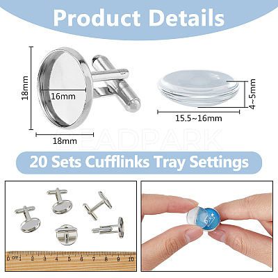 DIY Blank Dome Cufflinks Making Kit DIY-DC0002-60A-1