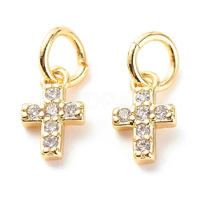 Brass Micro Pave Clear Cubic Zirconia Pendants X-ZIRC-P094-18G-RS-1