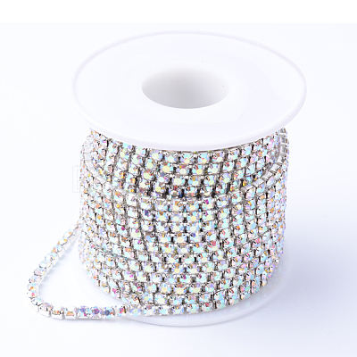 Brass Rhinestone Strass Chains CHC-T001-SS12-02S-1