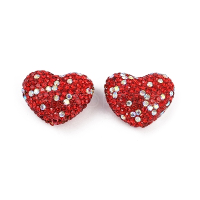 Heart Shaped Polymer Clay Rhinestone Beads CLAY-NH0002-01B-1