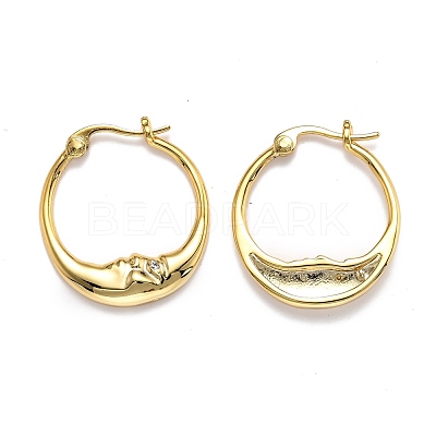 Brass Micro Pave Clear Cubic Zirconia Hoop Earrings EJEW-B006-01G-1
