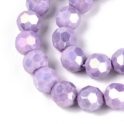 Anti-Tarnish Electroplate Glass Beads Strands EGLA-T021-8mm-15-08-1