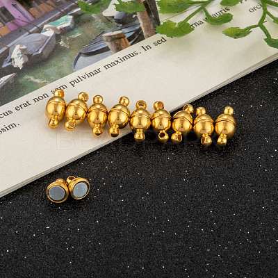 Round Brass Magnetic Clasps with Loops KK-D331-G-NF-1