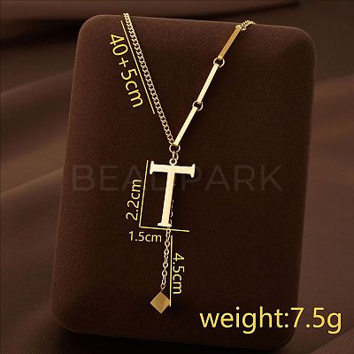 304 Stainless Steel Initial Pendant with Dice Tassel Necklaces FS-WGD823D-20-1