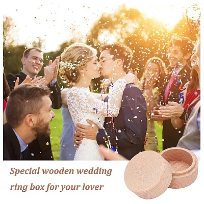 1Pc Round Beechwood Jewelry Storage Gift Box with Lid CON-YW0001-85-1