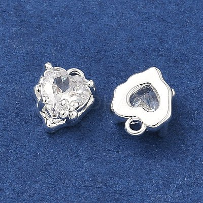 Valentine's Day Brass Micro Pave Clear Cubic Zirconia Charms KK-B172-13S-1