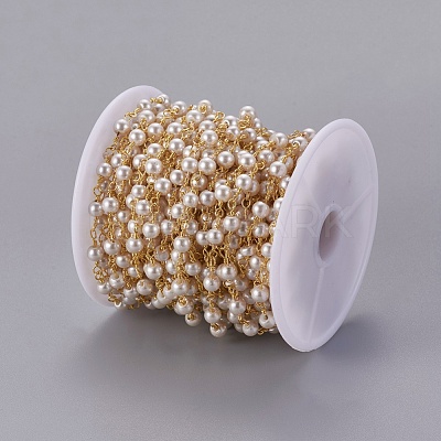 3.28 Feet Handmade Acrylic Imitaion Pearl Beaded Chains X-CHC-K007-H01-1