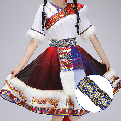 Ethnic Style Embroidery Polyester Ribbons OCOR-WH0070-04C-1