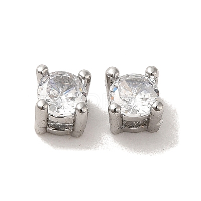 Brass with Single Clear Cubic Zirconia Beads KK-H461-09C-P-1