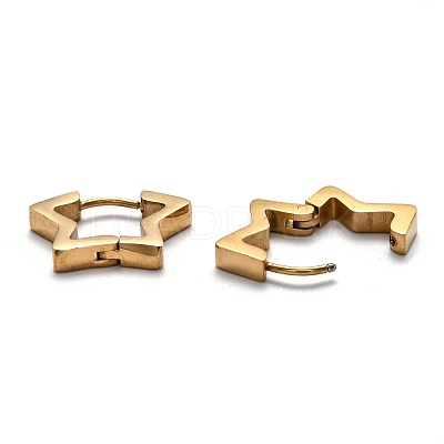 304 Stainless Steel Star Huggie Hoop Earrings STAS-H156-07G-1