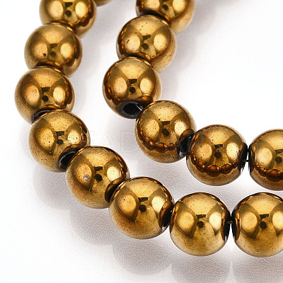 Non-magnetic Synthetic Hematite Beads Strands G-S096-6mm-2-1