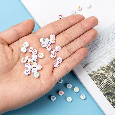 Opaque Acrylic Flat Round Beads SACR-Q100-M034-1