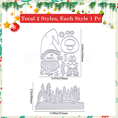 2Pcs 2 Styles Christmas Carbon Steel Cutting Dies Stencils FIND-GF0007-51-1