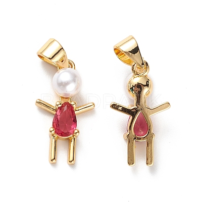 Rack Plating Brass Cubic Zirconia Pendants KK-F848-05G-1
