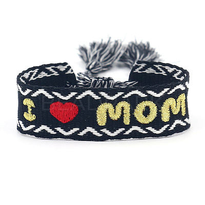 Mother's Day Adjustable Polyester Embroidery Braided Cord Bracelets FS-WGFCFA1-03-1