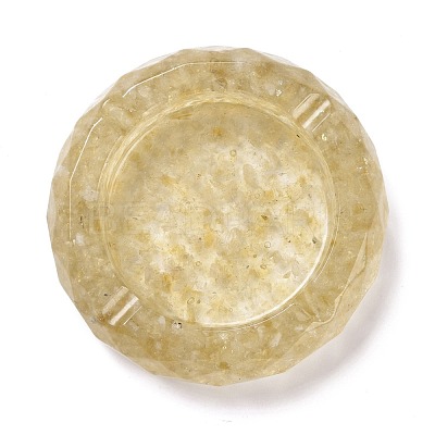 Resin with Natural Citrine Chip Stones Ashtray DJEW-F015-06G-1