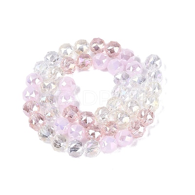 Electroplate Imitation Jade & Opaque & Transparent Glass Beads Strands EGLA-Q135-8MM-A01-1