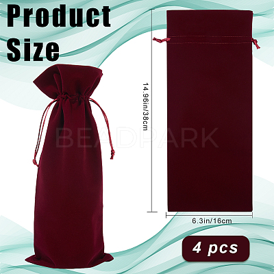 4Pcs Velvet Wine Bottle Packing Pouches ABAG-BBC0001-13B-1