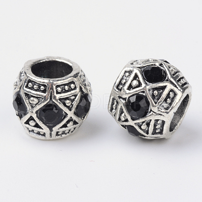 Alloy Rhinestone Rondelle Large Hole European Beads X-MPDL-R036-80A-1