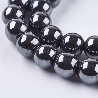 Non-Magnetic Synthetic Hematite Beads Strands G-H1624-10mm-1-1