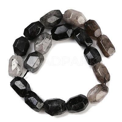 Natural Black Rutilated Quartz Beads Strands G-F796-C02-01-1