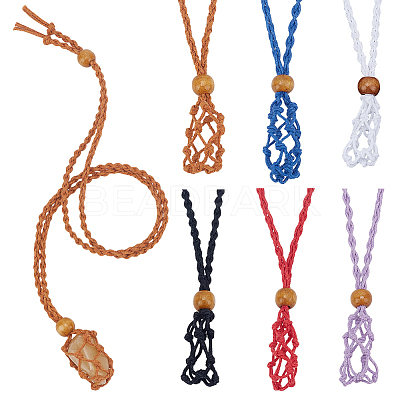 6Pcs 6 Colors Waxed Cord Macrame Pouch Necklace Making for Gemstone Nuggets MAK-ME0001-03-1