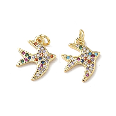 Brass Micro Pave Cubic Zirconia Pendants KK-Q068-63G-1