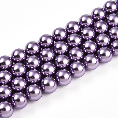 Baking Paint Pearlized Glass Pearl Bead Strands HY-N002-8mm-A14-1
