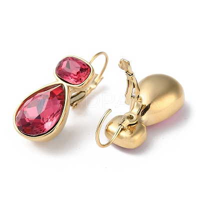 Glass Rectangle & Teardrop Leverback Earrings STAS-Z052-07G-1
