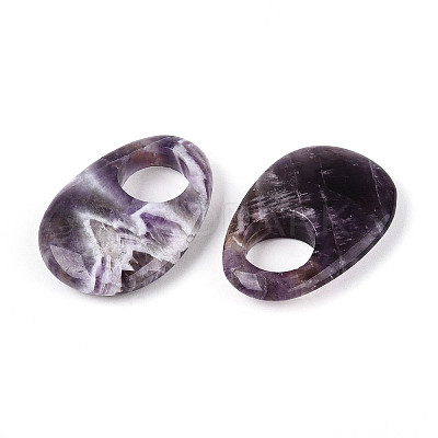 Natural Amethyst Large Hole Pendants G-N348-06B-06-1
