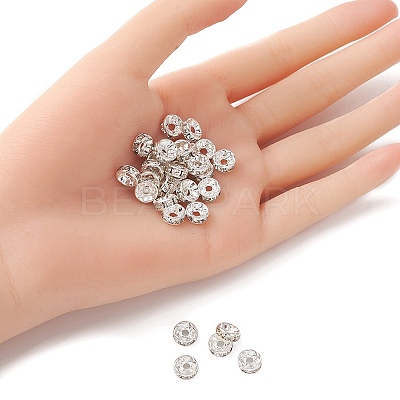 Brass Rhinestone Spacer Beads RB-YW0001-04D-01S-1