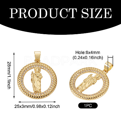 1Pc Brass Micro Pave Cubic Zirconia Pendants KK-TA0002-80C-G-1