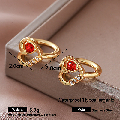 304 Stainless Steel Rhinestone Hoop Earrings for Women KH4016-2-1