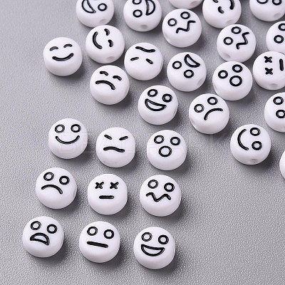 Opaque White Acrylic Beads X-MACR-N008-42-C01-1