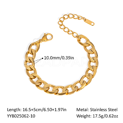 10MM Stainless Steel Curb Chain Bracelets for Unisex OZ3684-6-1