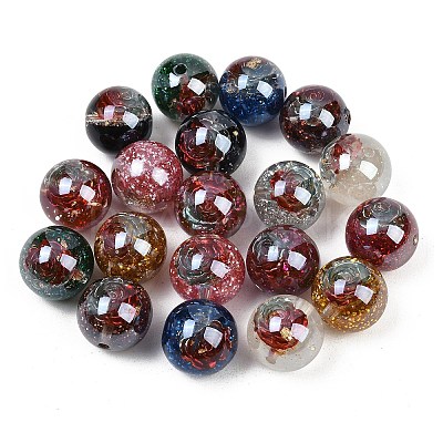 Luminous Transparent Resin Inner Flower Beads RESI-C070-09-1