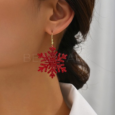 Snowflake Acrylic Glitter Powder Dangle Earrings FS-WGC8E2D-01-1