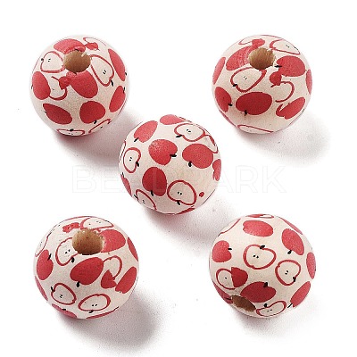 Fruit Theme Wood European Beads WOOD-M011-01E-1
