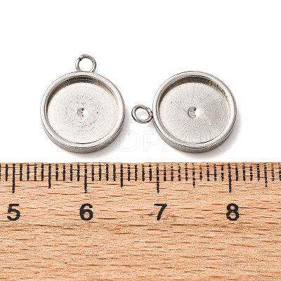 201 Stainless Steel Pendant Cabochon Settings STAS-D379-04D-P-1