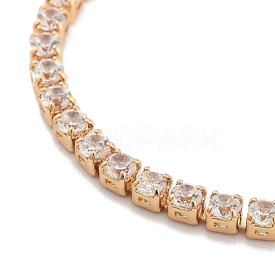 Brass Pave Clear Cubic Zirconia Flat Round Box Chain Slider Bracelets BJEW-B094-12A-G-1