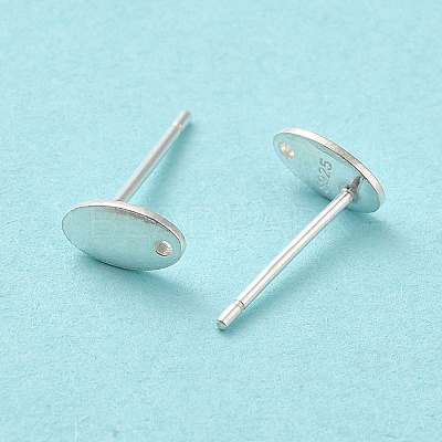 Oval 925 Sterling Silver Stud Earring Finddings STER-K174-13S-1
