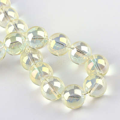 Electroplate Glass Beads Strands X-EGLA-Q062-8mm-A02-1