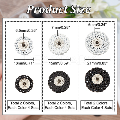 24 Sets 6 Style Zinc Alloy Snap Buttons BUTT-NB0001-49-1