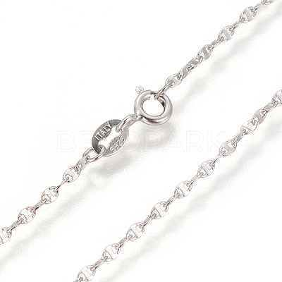 Anti-Tarnish Rhodium Plated 925 Sterling Silver Mariner Link Chain Necklaces STER-L059-13P-1